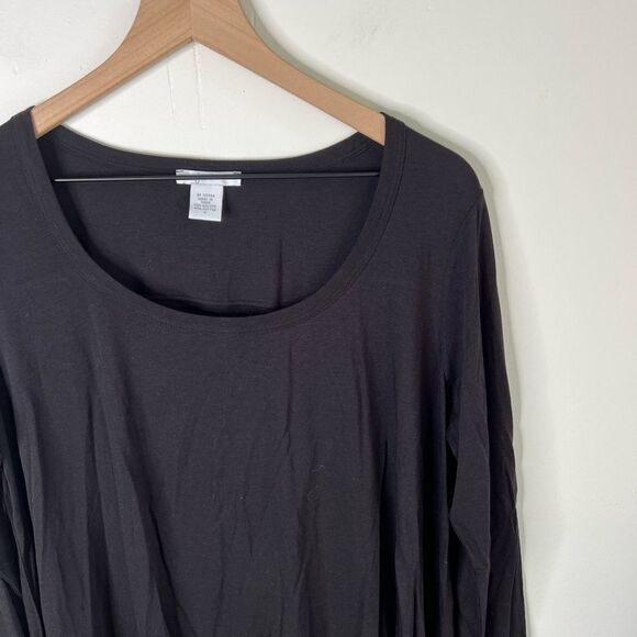 JOAN VASS Tunic Top Size 3 (US 16/18) Black NWOT Stretch Long Sleeve Scoop Neck - Picture 4 of 10